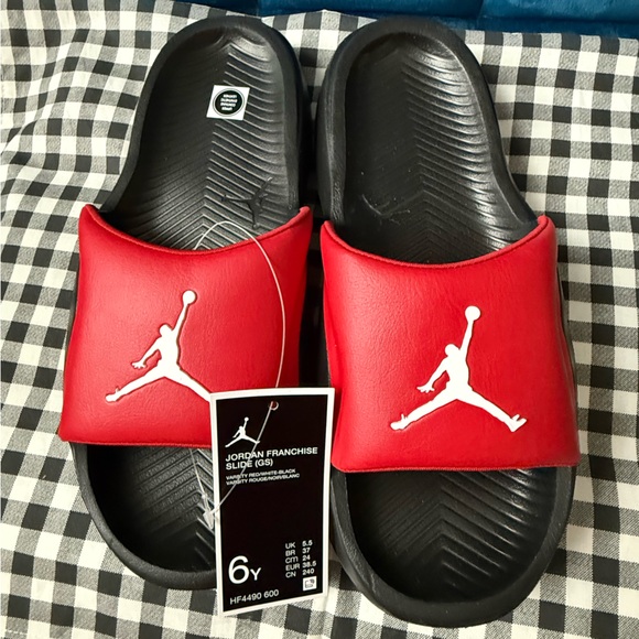 Jordan Men's Black and Red Slide Sandals - Picture 1 of 4